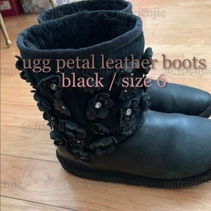 ugg classic short II black leather boots (as is)